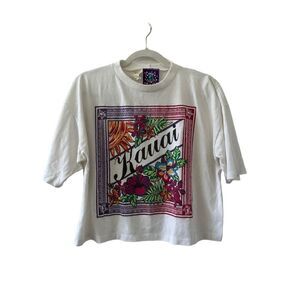 Vintage Pro Spirit Short Sleeve Kauai Crop Top Single Stitch Women’s White Size